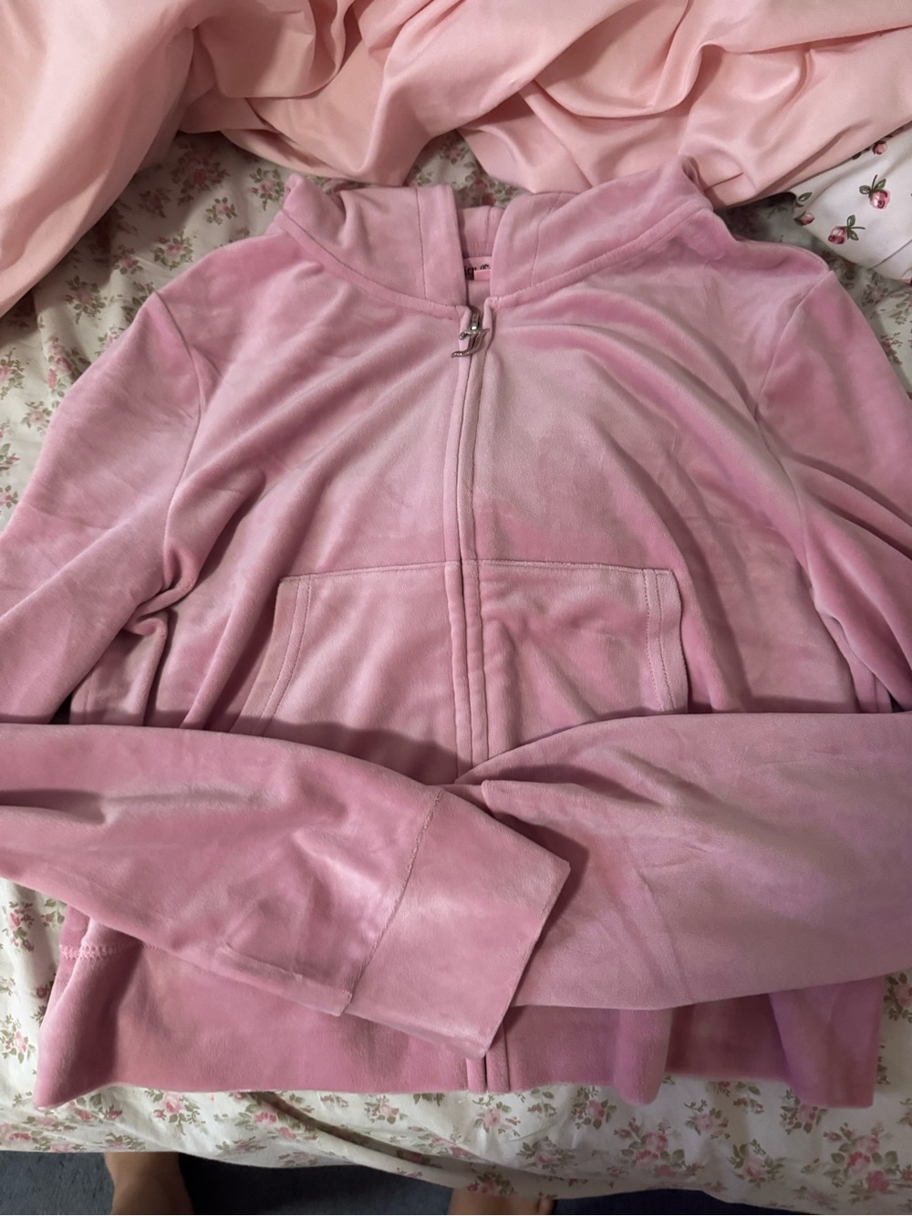 Juicy Couture Soft Pink Velour Zip Hoodie and pants
